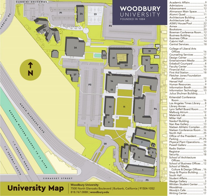 Woodbury University Campus Map 2