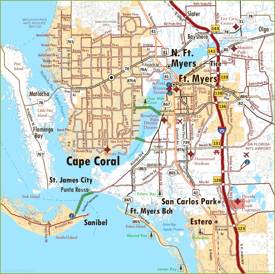 Map of Cape Coral And Fort Myers