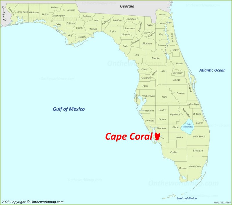 Cape Coral Location On The Florida Map