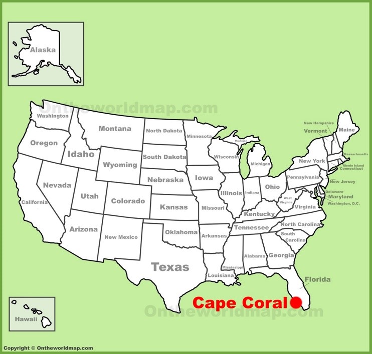 Cape Coral location on the U.S. Map