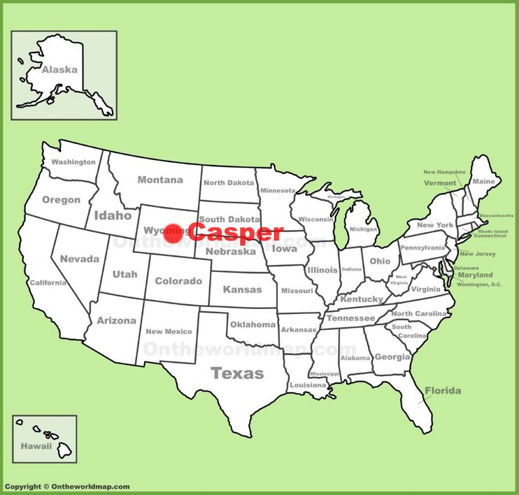 Casper location on the U.S. Map