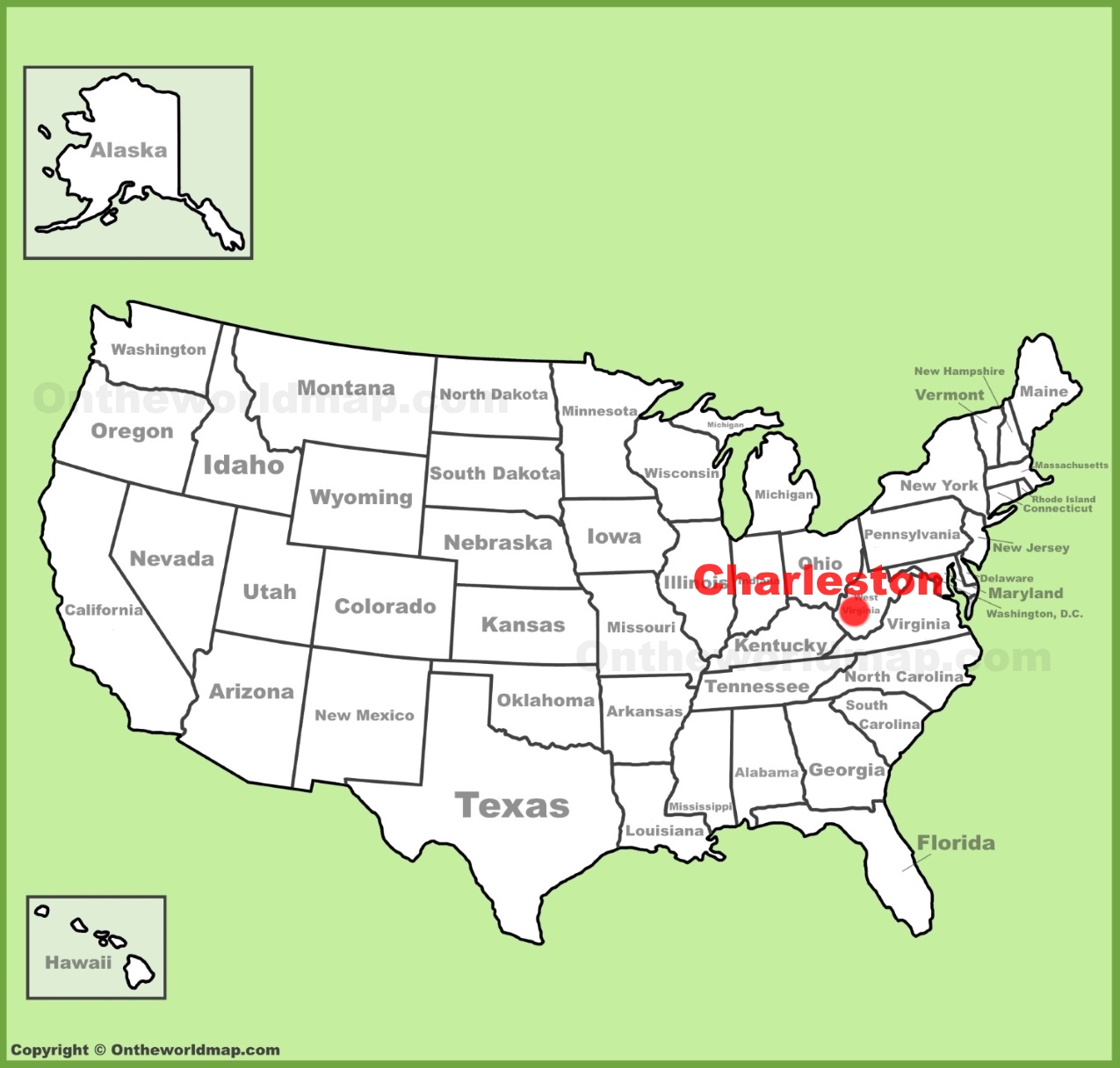 Charleston West Virginia Location On The U S Map