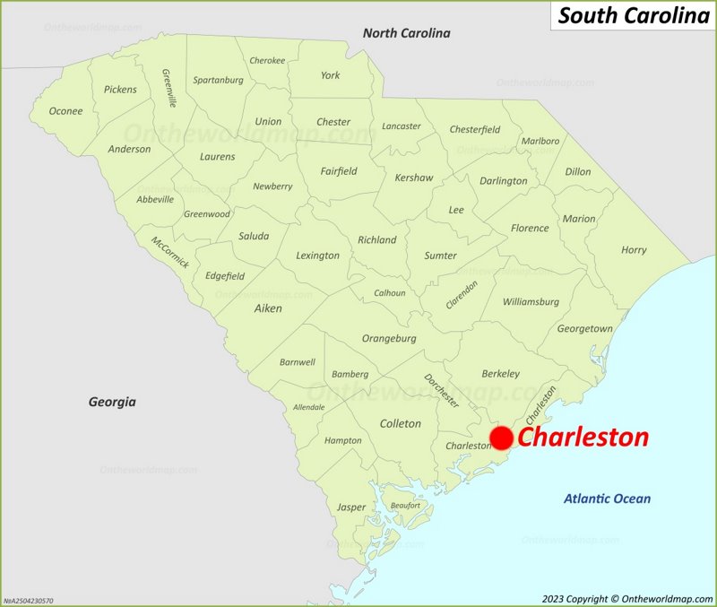 Charleston Location On The South Carolina Map