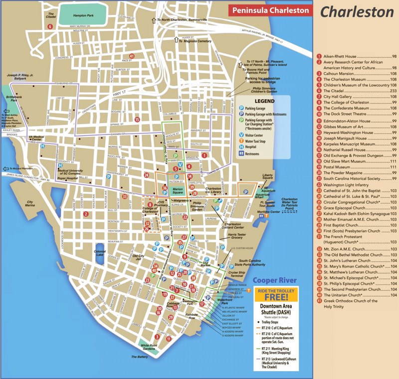 Charleston Tourist Attractions Map