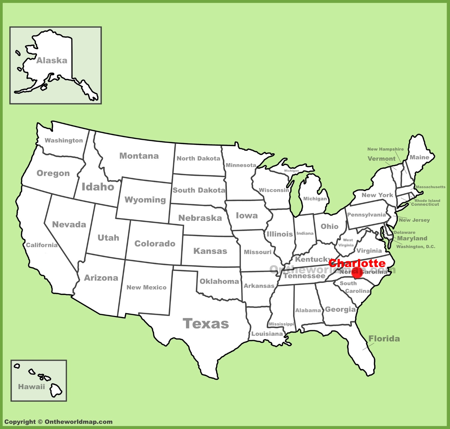 Charlotte location on the U.S. Map
