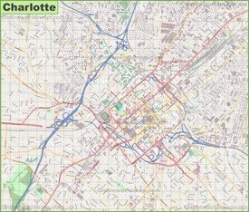 Large detailed map of Charlotte