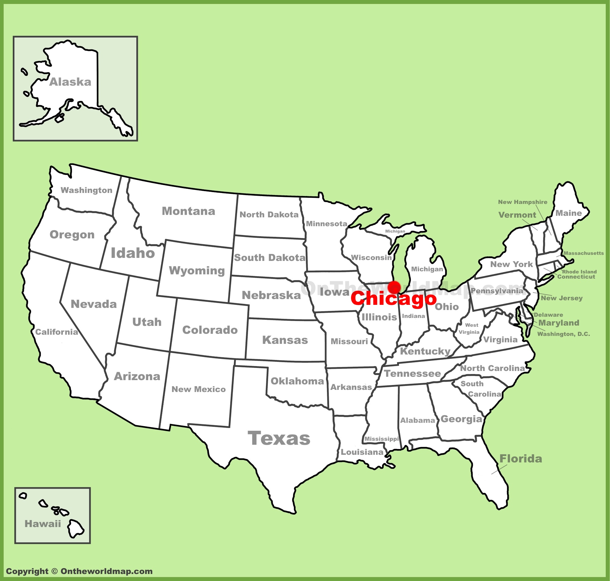 chicago location in usa map Chicago Location On The U S Map chicago location in usa map