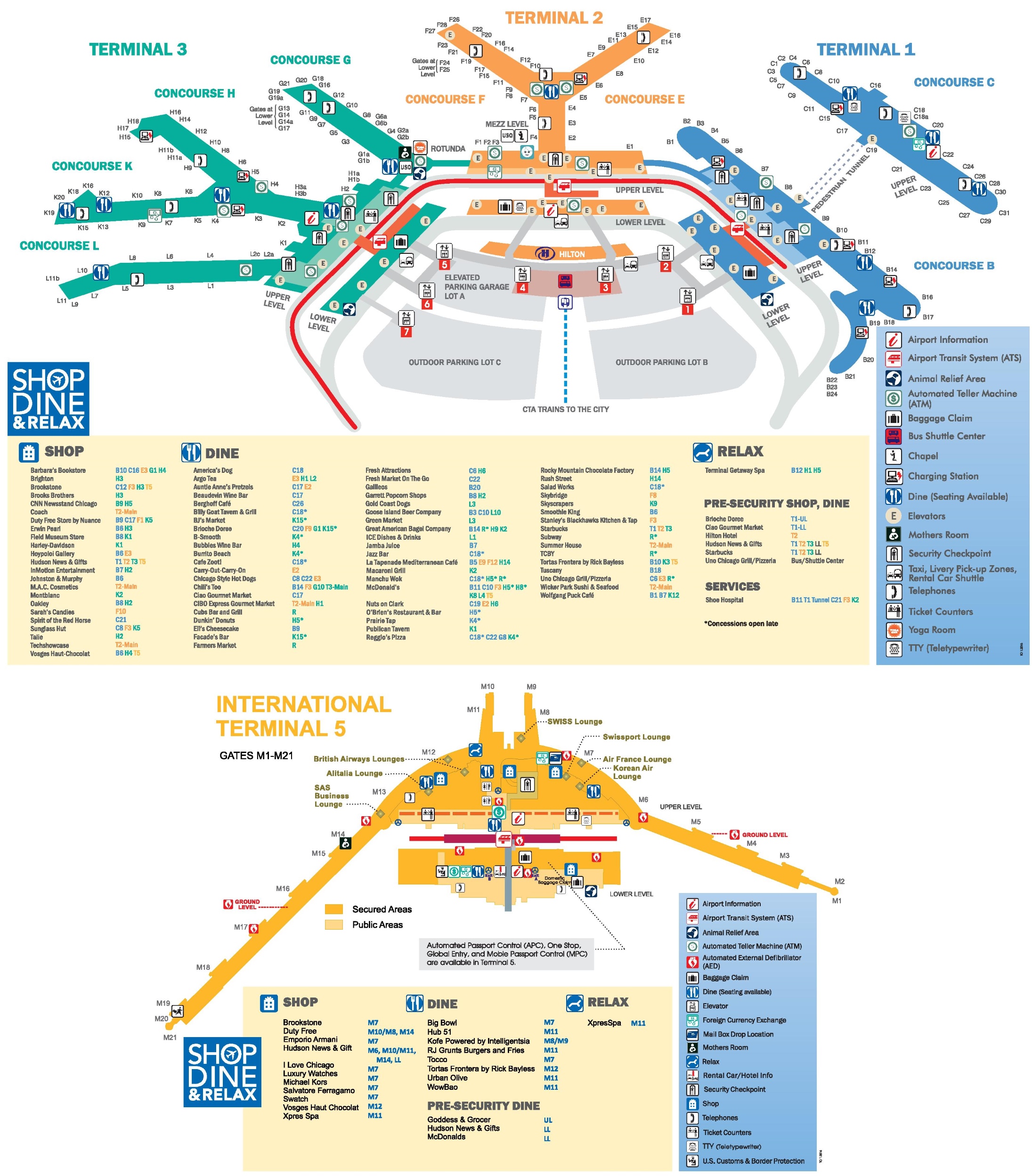 Chicago O Hare Airport Restaurants Before Security July 10 2019