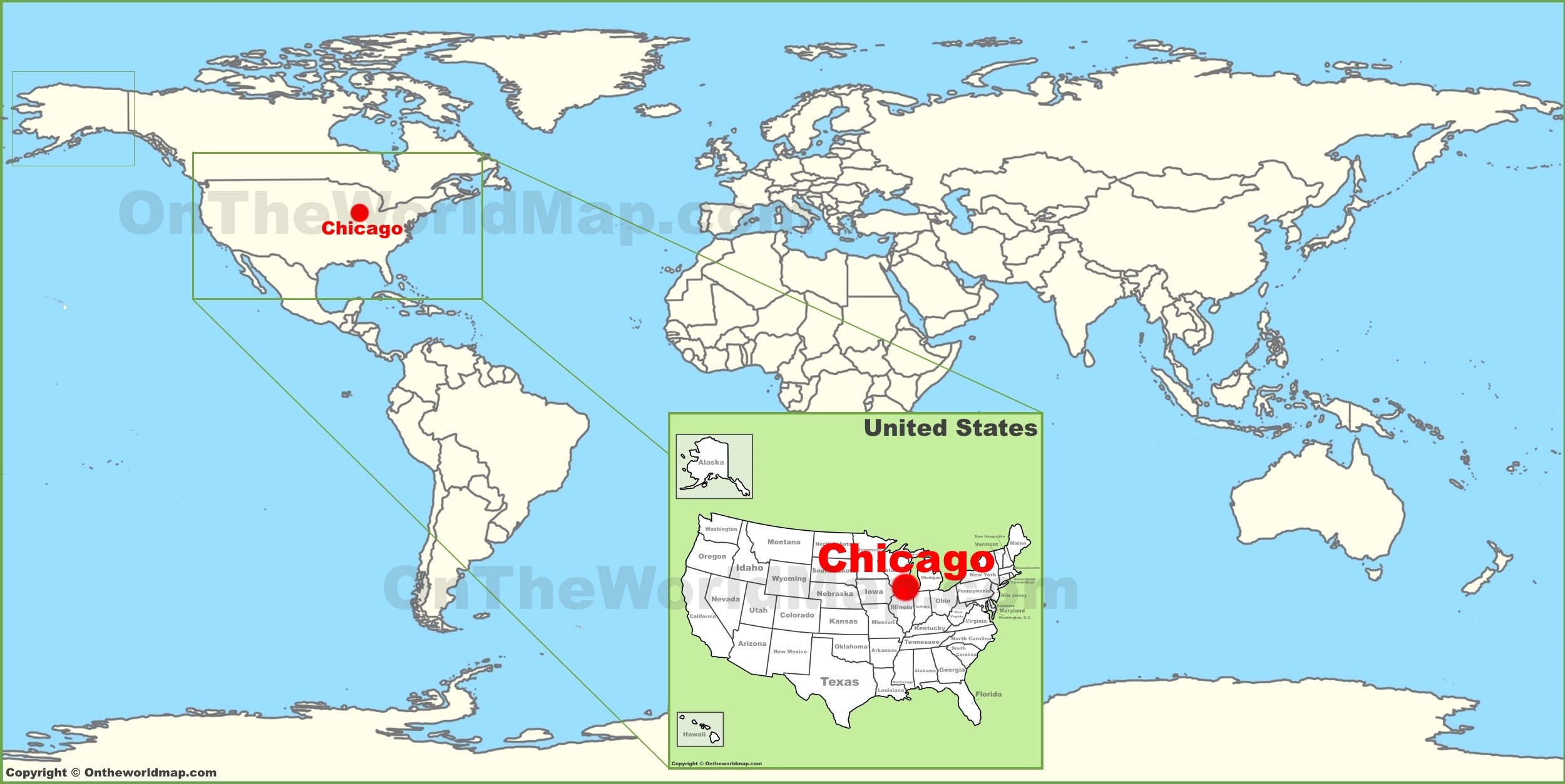 chicago on a world map Chicago On The World Map chicago on a world map