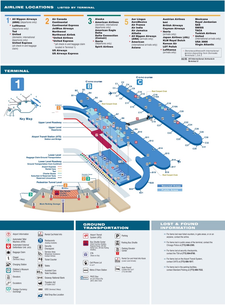 O'Hare Airport terminal 1 map