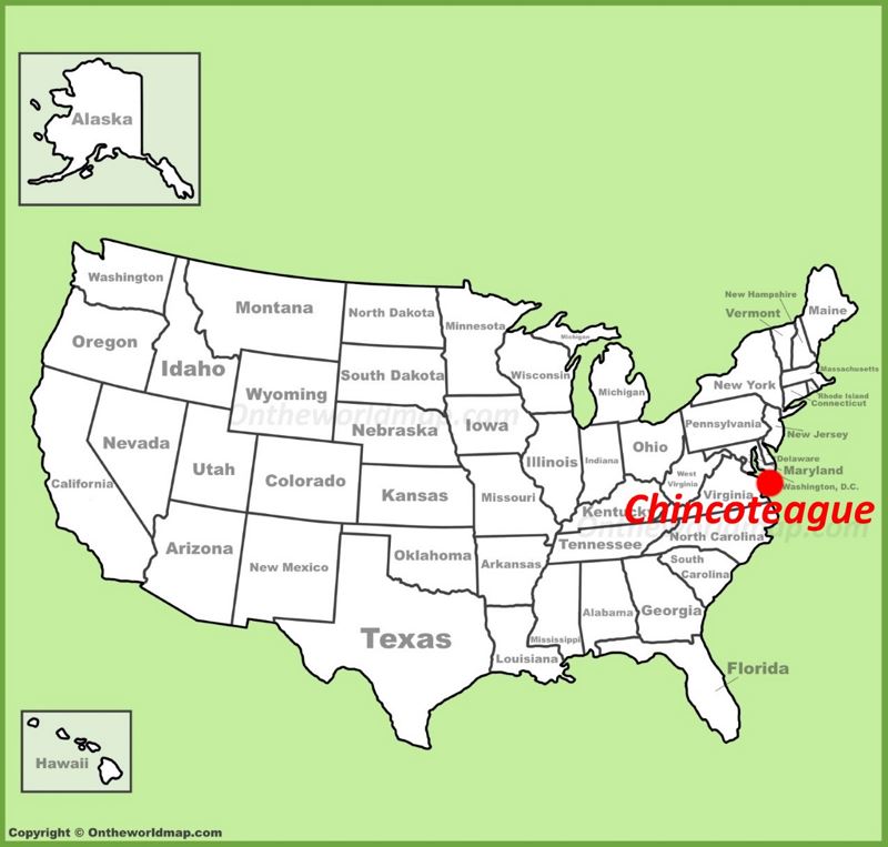 Chincoteague location on the U.S. Map