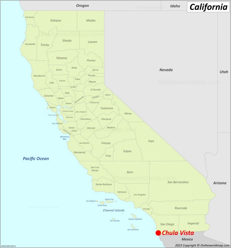 Chula Vista Location On The California Map