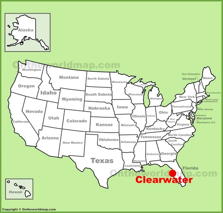 Clearwater location on the U.S. Map