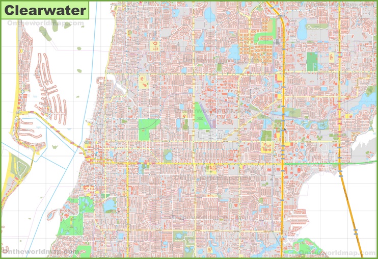 Large detailed map of Clearwater