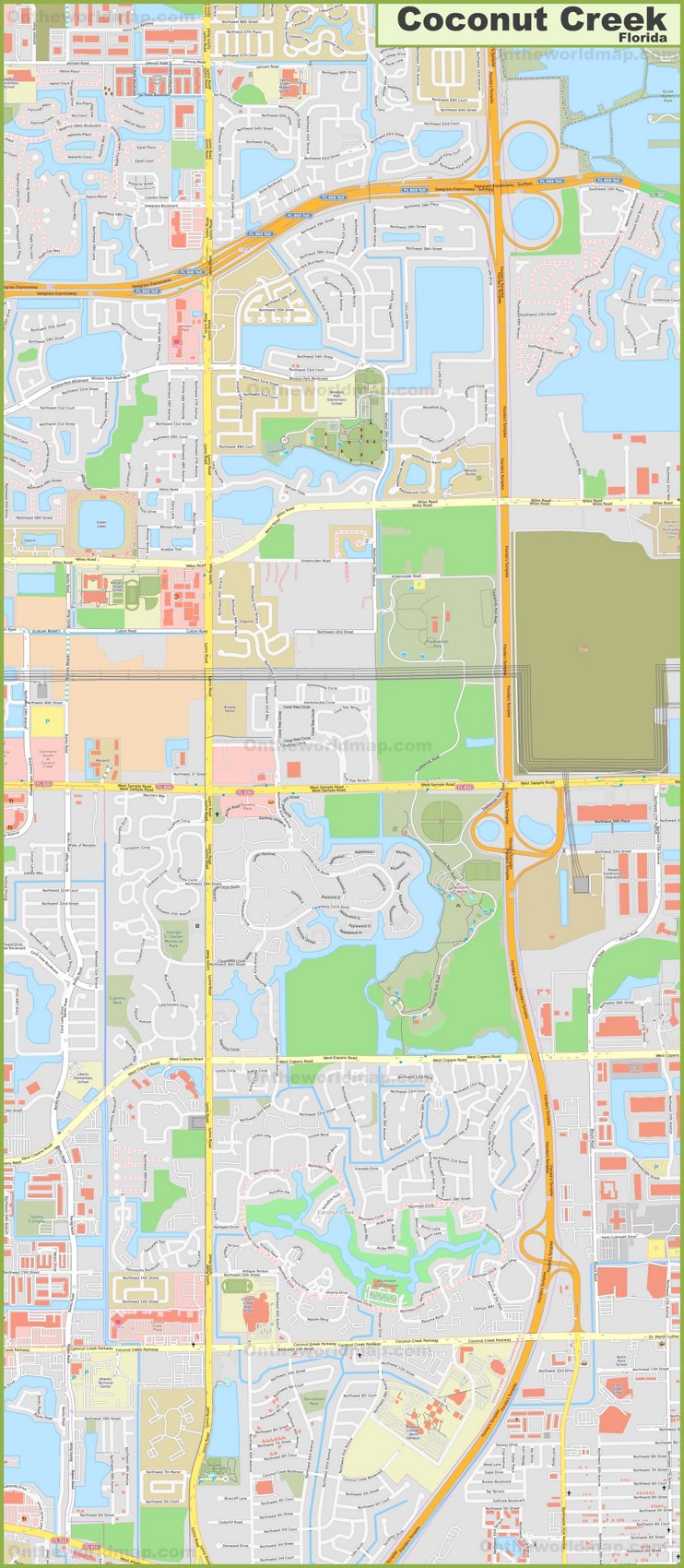 Large detailed map of Coconut Creek