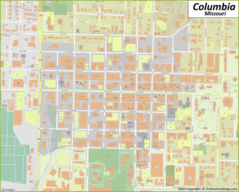 Columbia MO Downtown Map