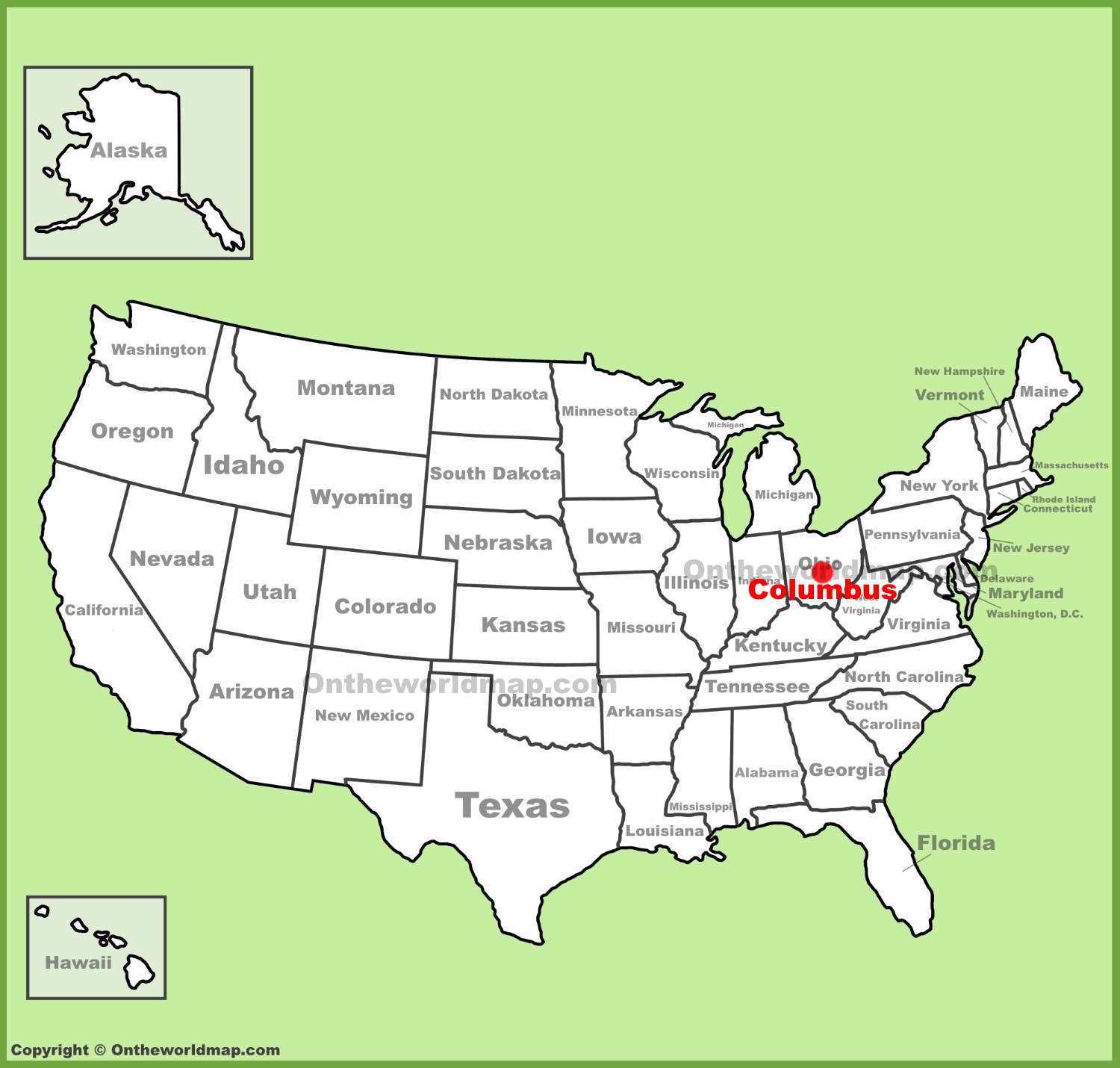 Columbus Location On The Us Map 