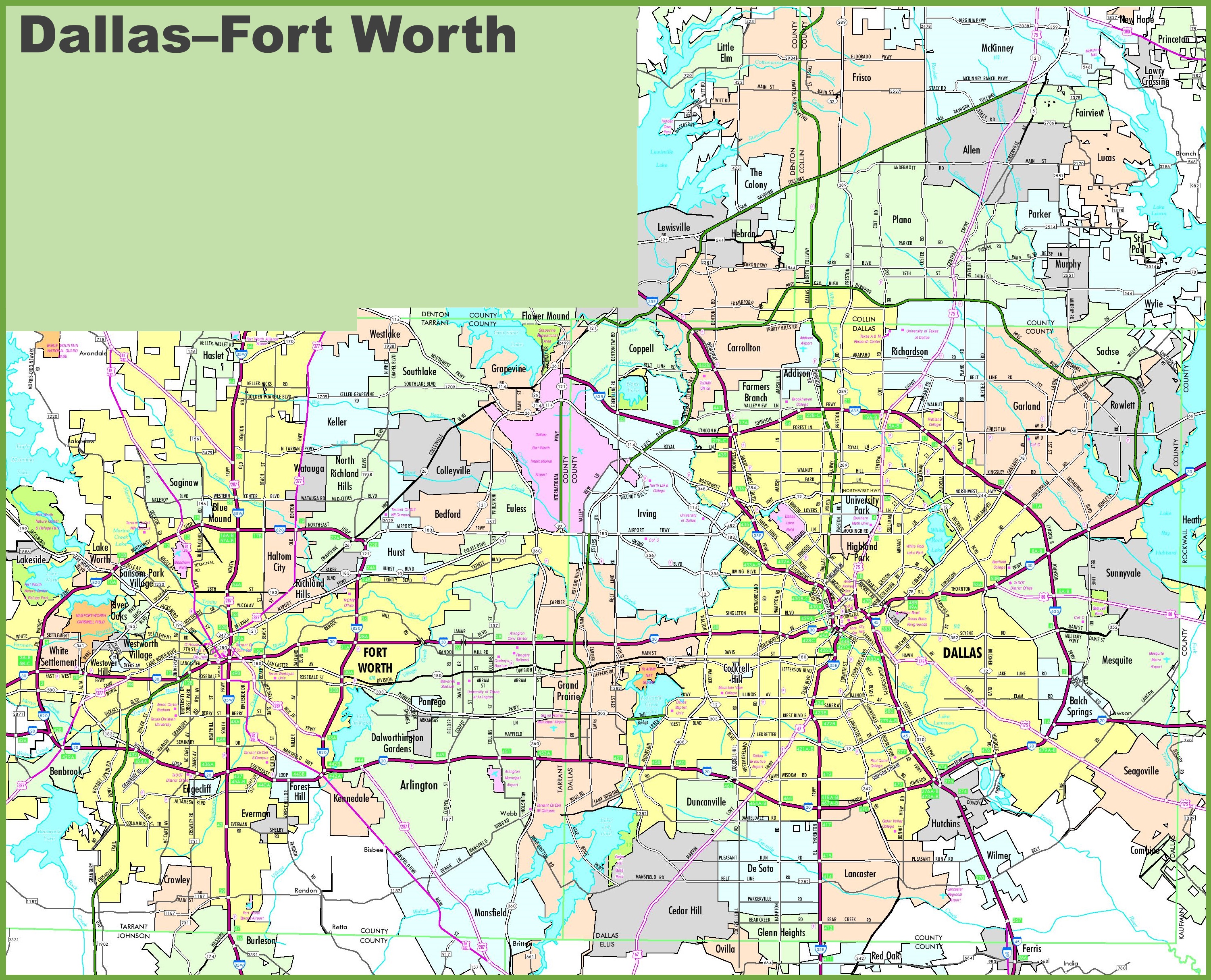Dallas And Fort Worth Map