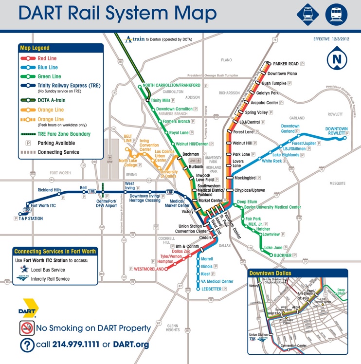 Dallas DART rail map