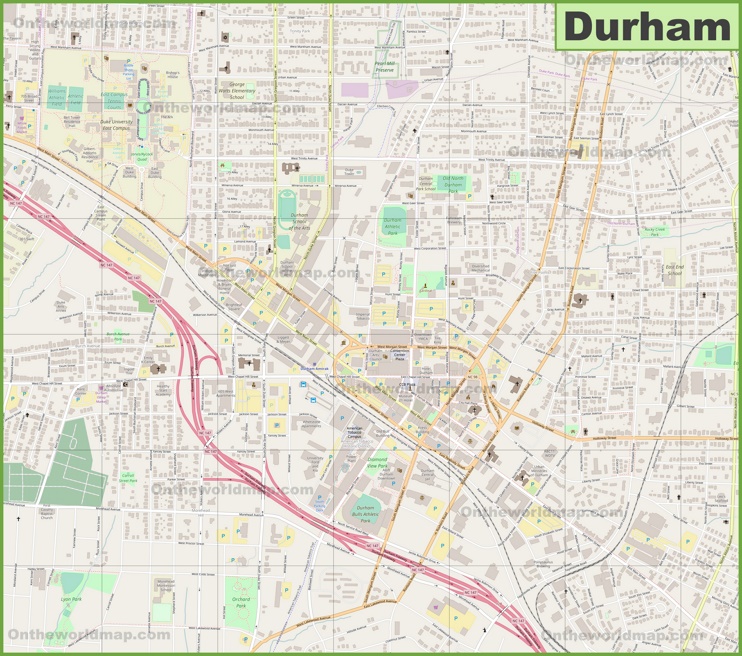 Large detailed map of Durham