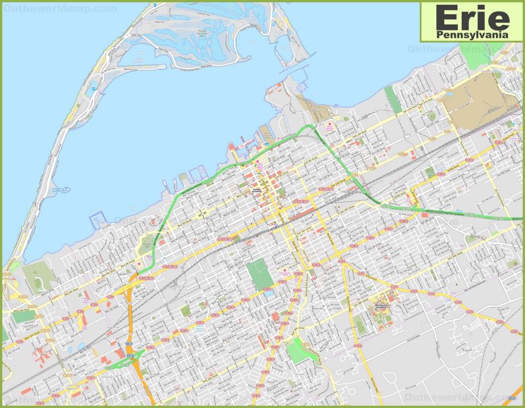 Large detailed map of Erie
