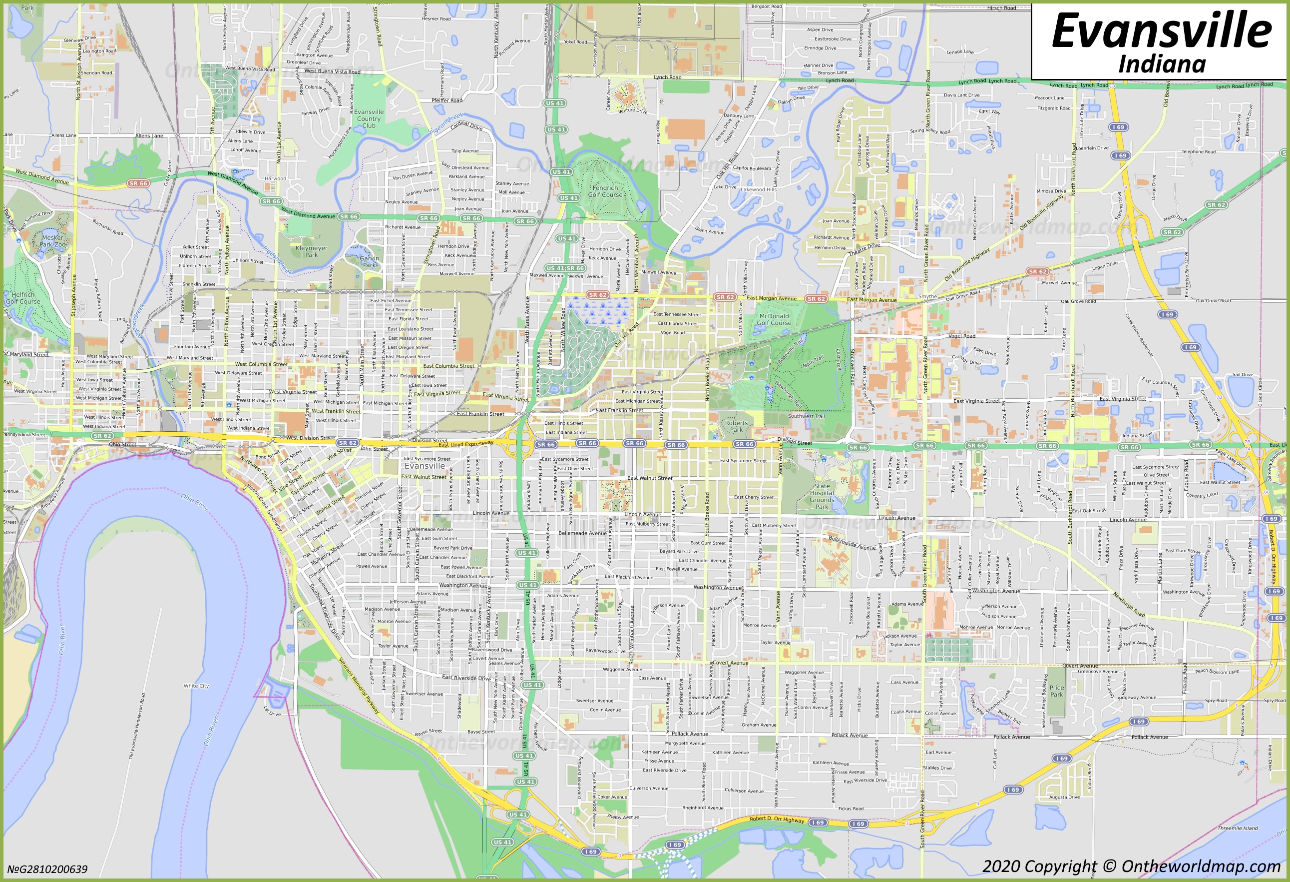Evansville Map Indiana U S Maps Of Evansville