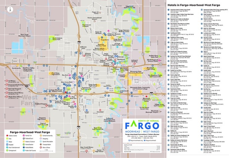 Fargo and Moorhead hotel map