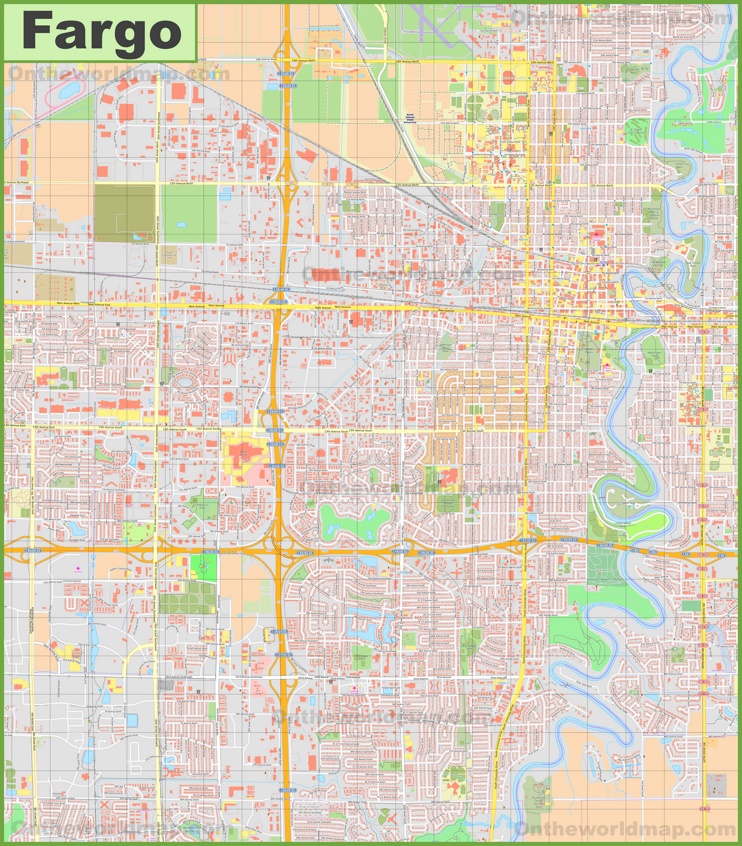 Large detailed map of Fargo
