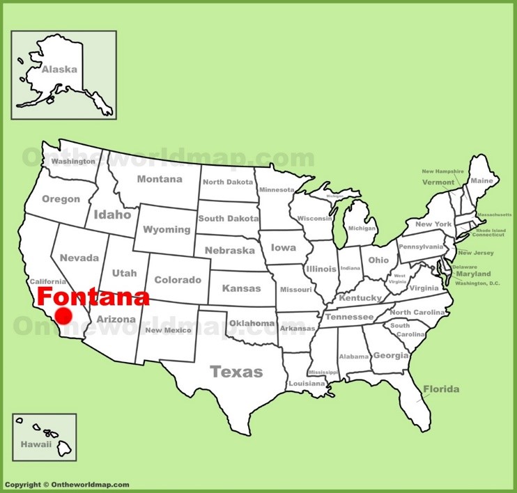 Fontana location on the U.S. Map