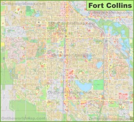 Large detailed map of Fort Collins