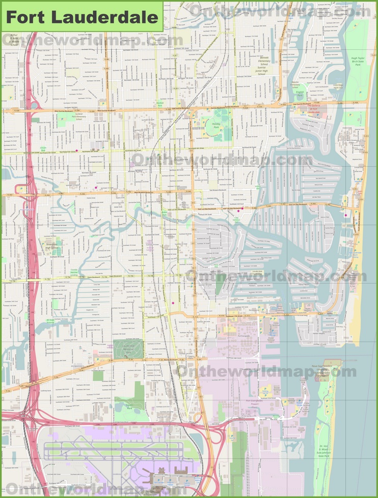 Large detailed map of Fort Lauderdale