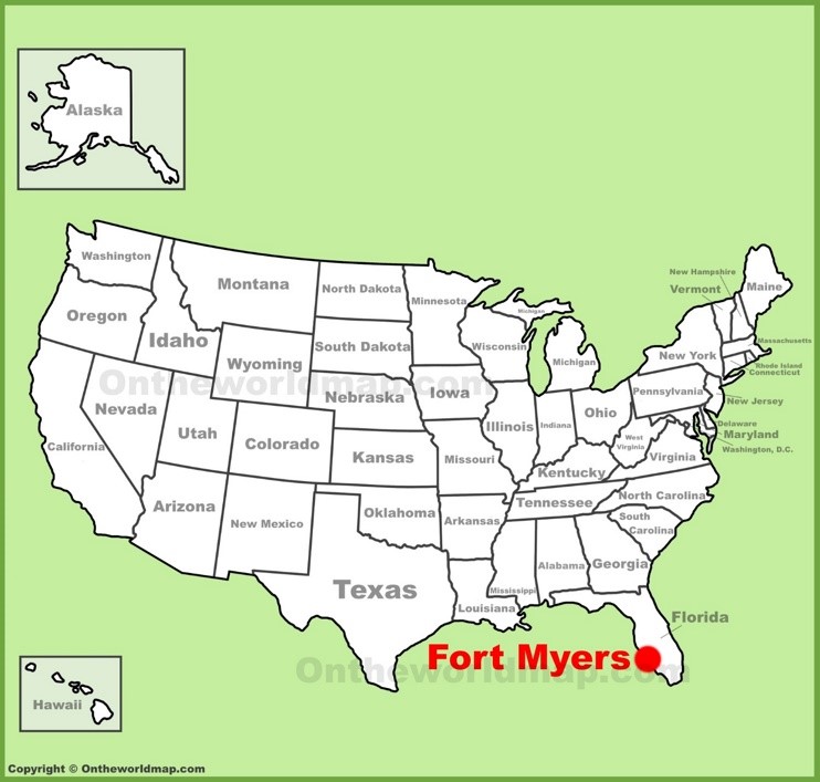 Fort Myers location on the U.S. Map