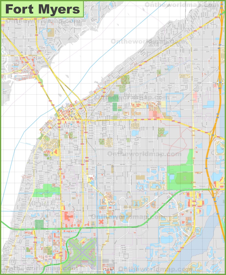 Large detailed map of Fort Myers