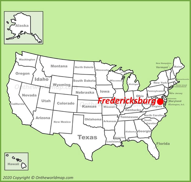 Fredericksburg location on the U.S. Map