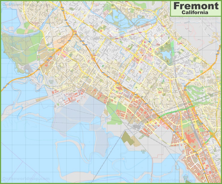Large detailed map of Fremont