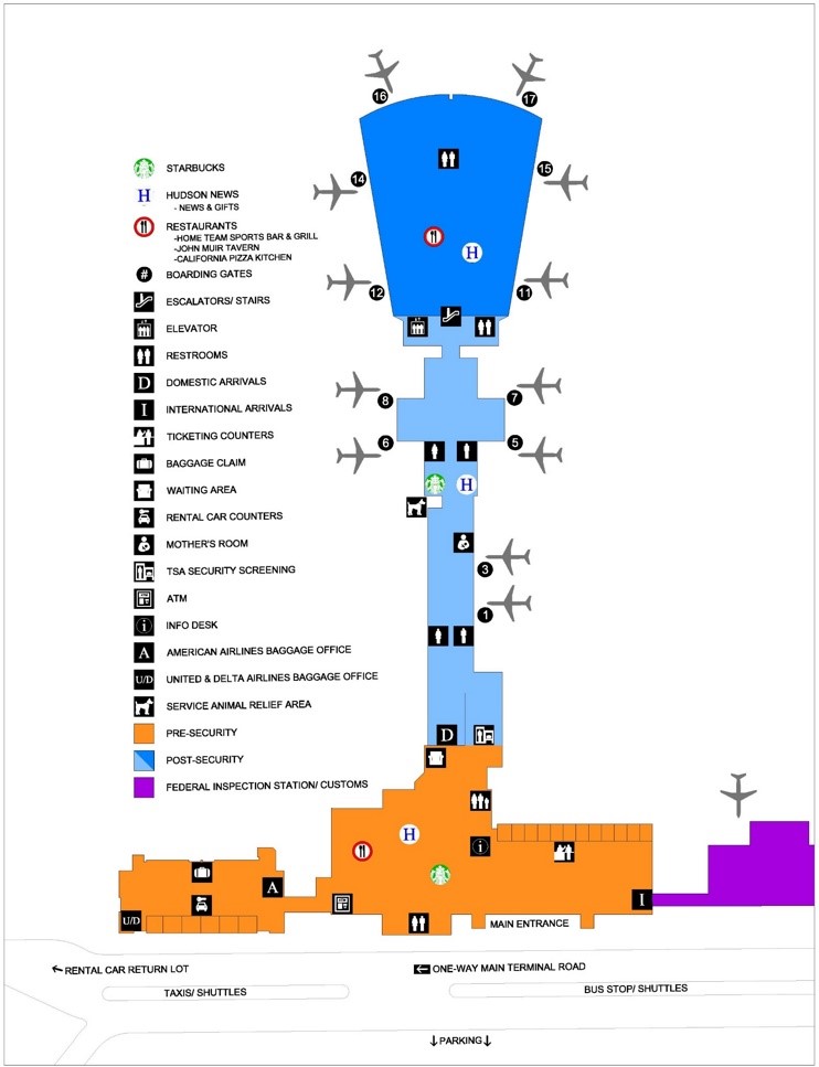 Fresno Yosemite International Airport Map