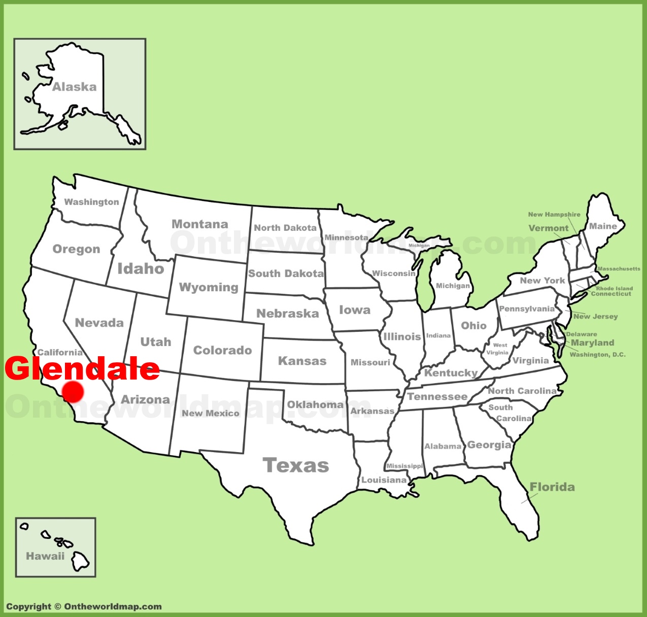 Glendale California Location On The U S Map
