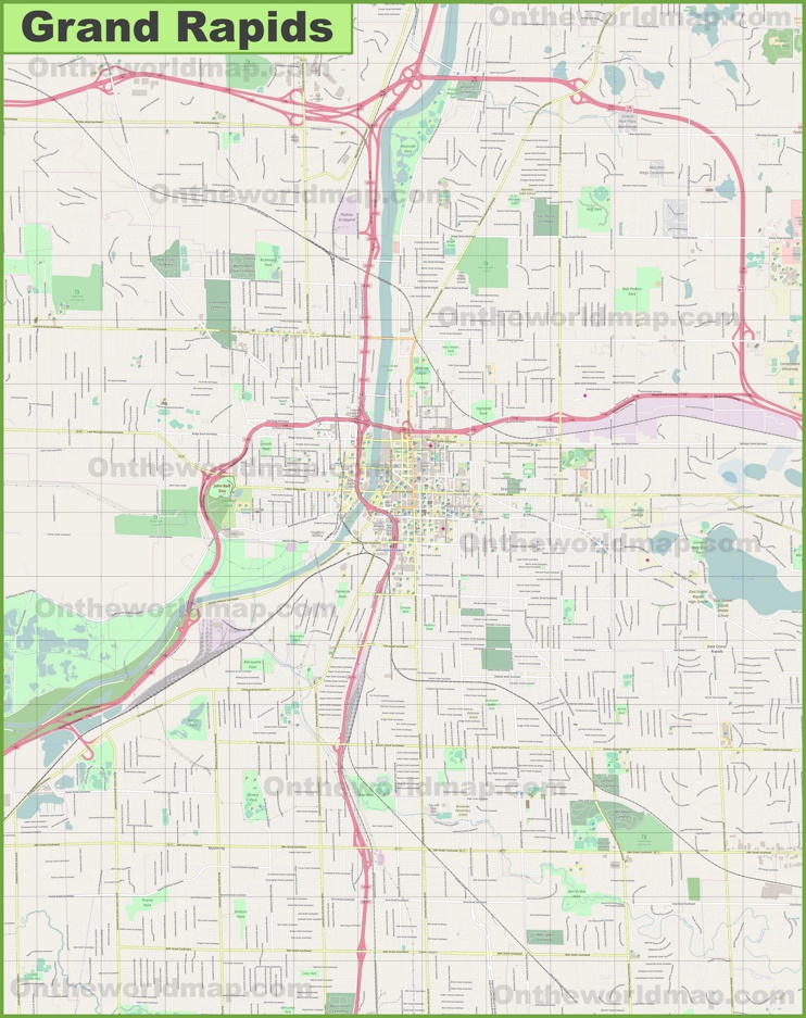 Large detailed map of Grand Rapids
