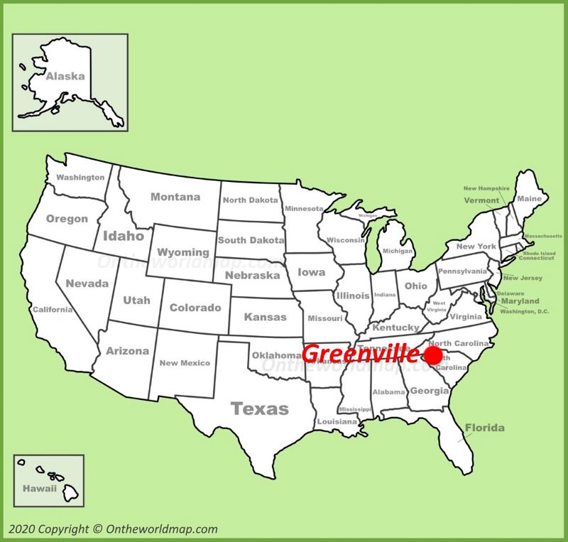 Greenville SC location on the U.S. Map