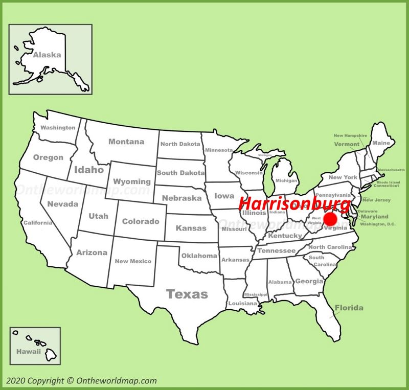 Harrisonburg location on the U.S. Map