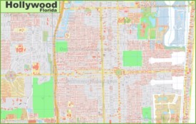 Large detailed map of Hollywood (Florida)