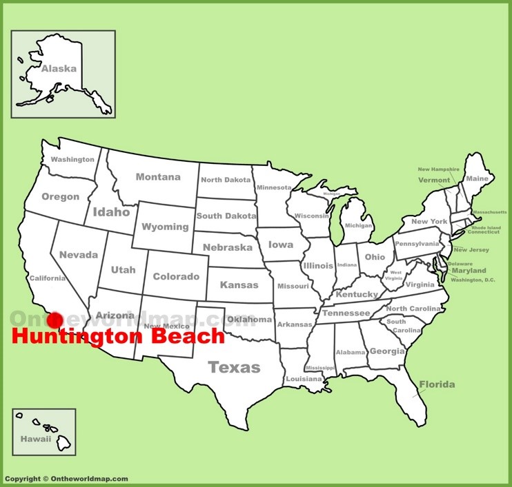 Huntington Beach location on the U.S. Map
