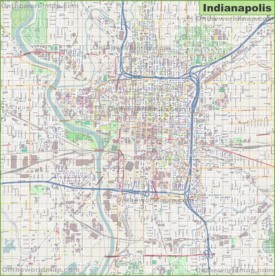 Large detailed map of Indianapolis
