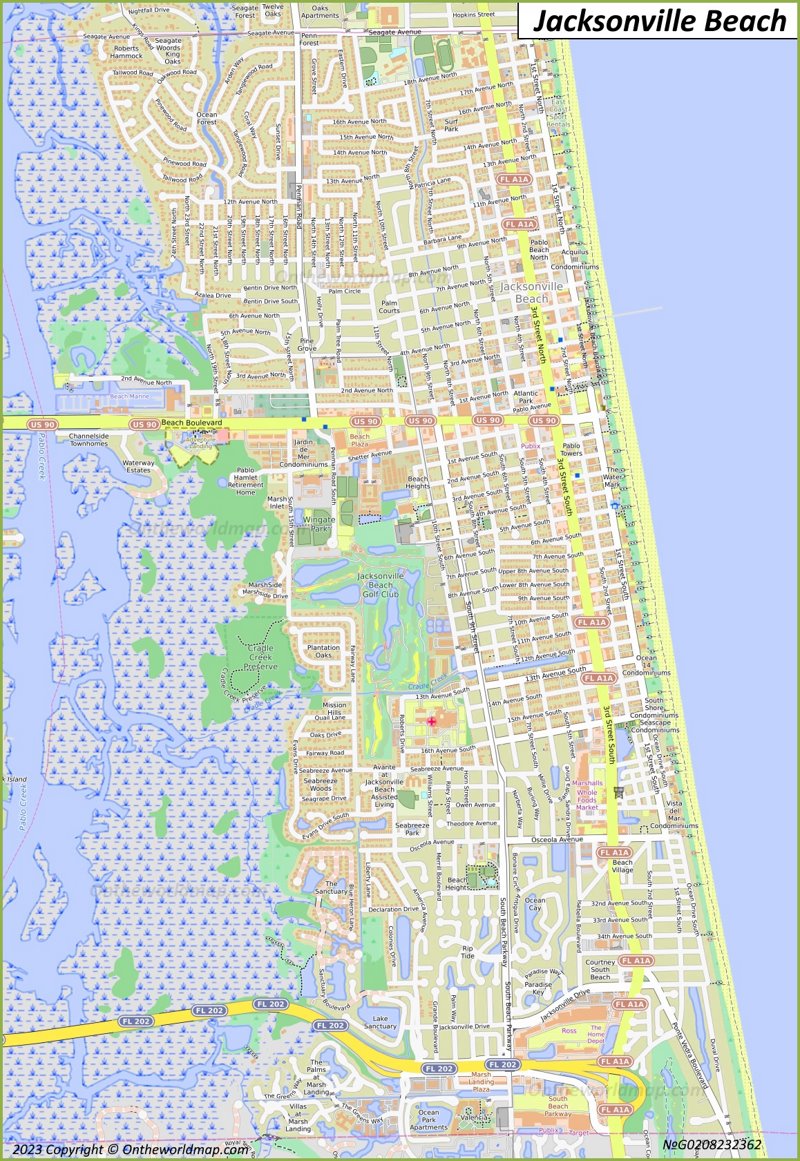 Map of Jacksonville Beach