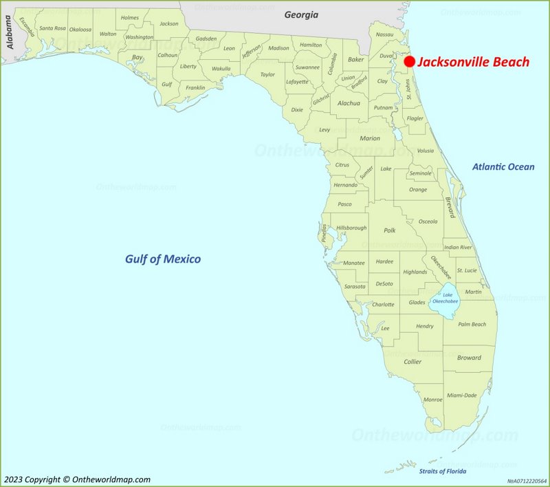 Jacksonville Beach Location On The Florida Map