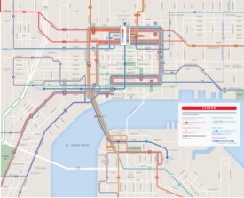 Jacksonville downtown transport map