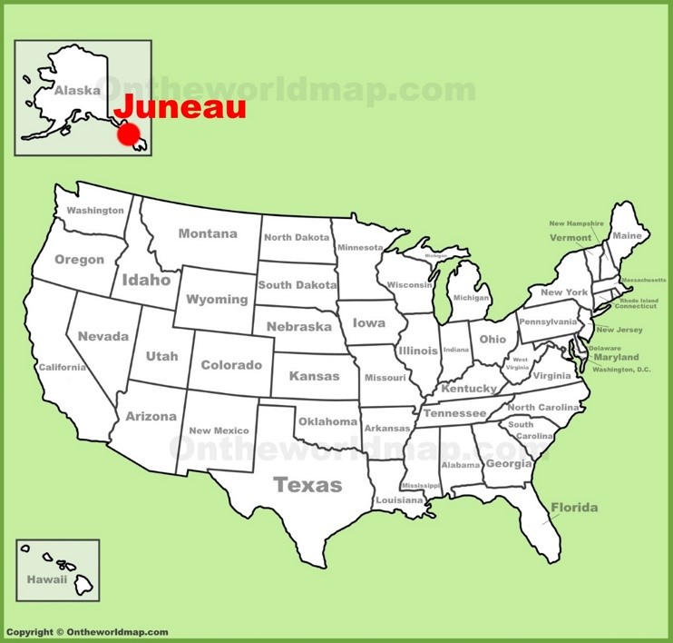 Juneau location on the U.S. Map