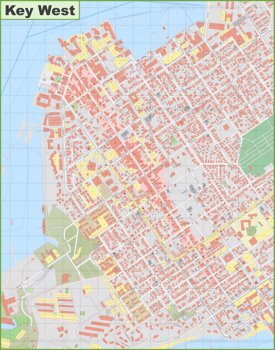 Large detailed map of downtown Key West