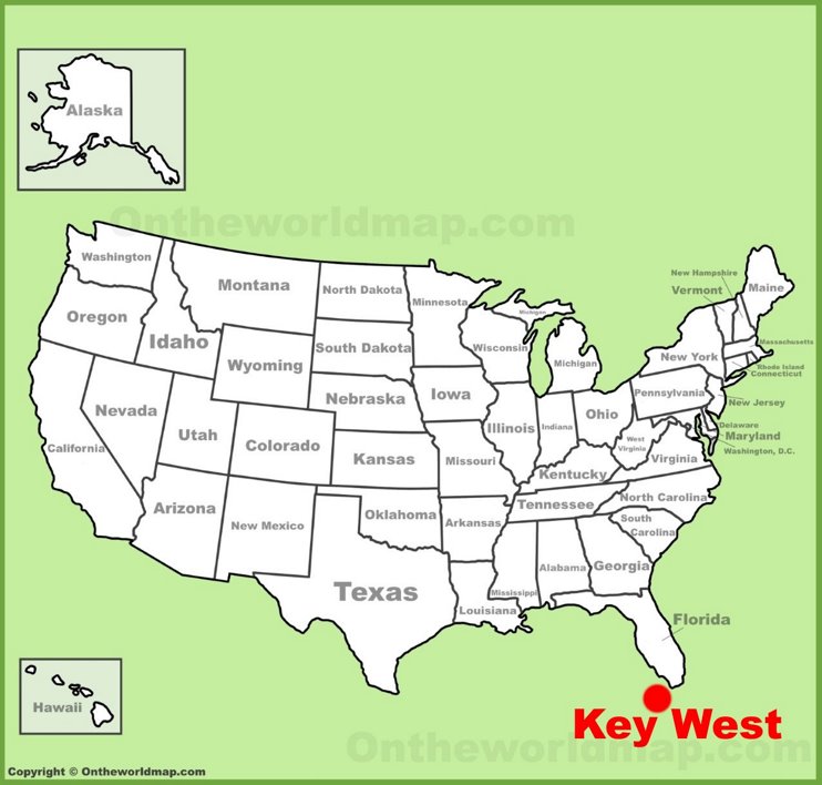 Key West location on the U.S. Map