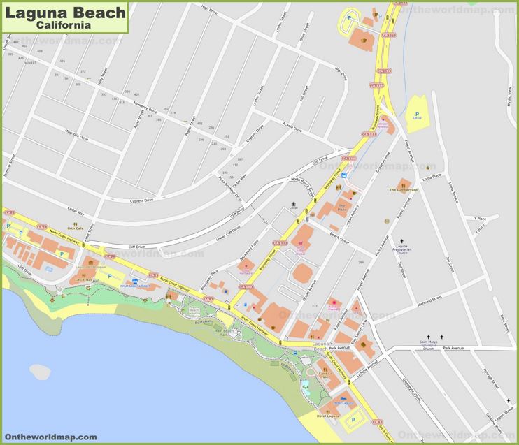 Detailed Map of Downtown Laguna Beach